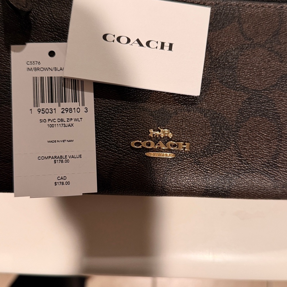 Coach Brown and Black Signature Wallet